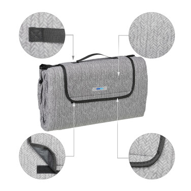 Relaxdays Graue Picknickdecke Fleece