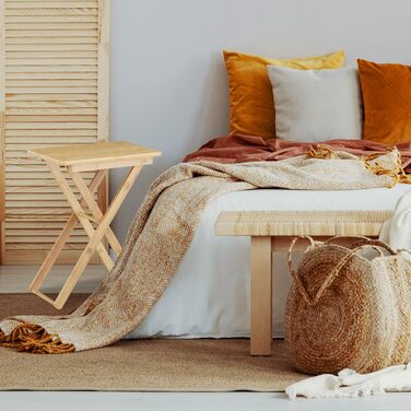 Relaxdays klappbarer Beistelltisch, Bambus, rechteckig, ca. 52x40x31 cm, natur