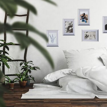 Relaxdays Bilderrahmen, 10er Set, 19 x 14 x 2 cm, Hoch- & Querformat, Passepartout, Kunststoff, weiß