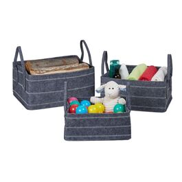 Relaxdays 3-tlg. Aufbewahrungskorb Set aus Filz