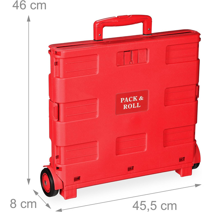 Relaxdays Einkaufstrolley, 35 kg, Faltbar, rot