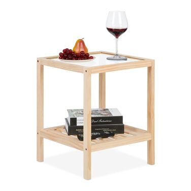 Relaxdays Beistelltisch mit Glasplatte