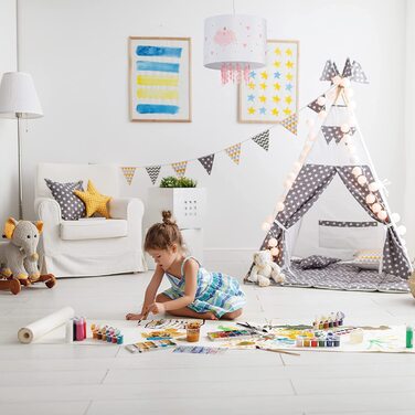 Relaxdays Hängelampe Kinderzimmer, Lampenschirm mit Ballerina, HxD: 158 x 35 cm, Pendelleuchte für Kinder, weiß/rosa