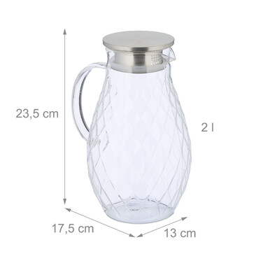 Relaxdays Glaskaraffe mit Deckel 2 Liter