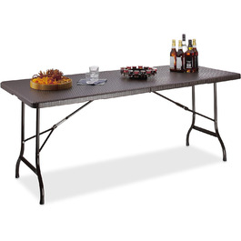 Relaxdays Gartentisch klappbar BASTIAN, groß, Tragegriff, stabiler Campingtisch, H x B x T: 72 x 178 x 74 cm, (Braun)