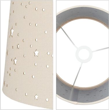 Relaxdays Kinderzimmer Tischlampe, E14, Stoffschirm mit Sternen, 40 cm, 50% Eisen, rosa