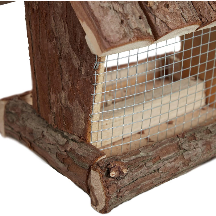 Relaxdays Vogelfutterhaus, Holz, HBT: 17x15x12 cm, mit Silo, Vogelfutterspender, Natur (60 Zeichen)