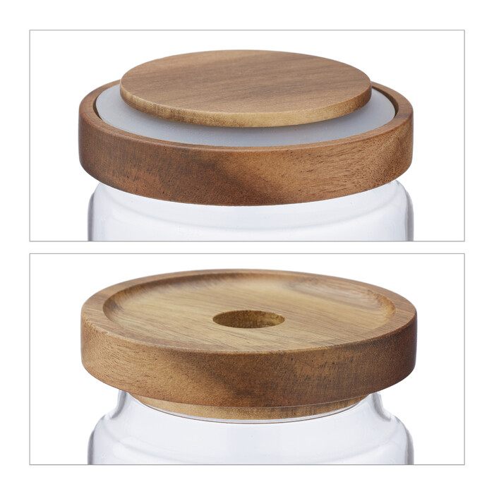 Relaxdays 4er Set Vorratsdosen-Glas mit Deckel