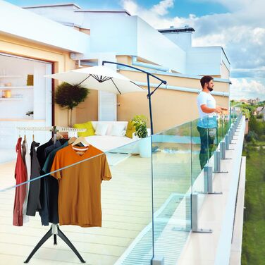 Relaxdays Hemden Wäscheständer, für 33 Kleiderbügel, klappbar, platzsparend, Bügelwäscheständer HBT: 128x66x66 cm, weiß, 1 Stück
