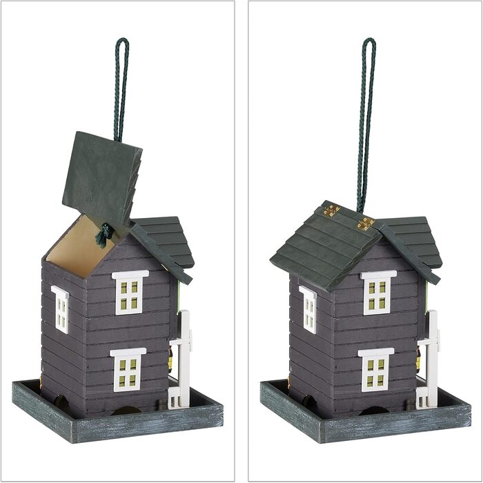 Relaxdays Vogelfutterhaus, Holz, HBT 23,5x18x18 cm