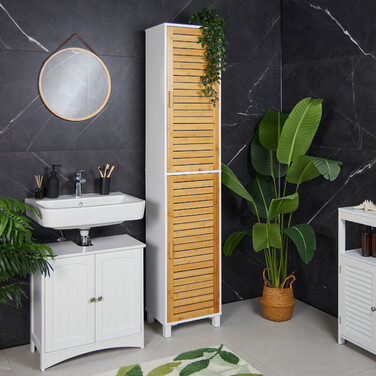 Relaxdays Hoher Badezimmerschrank