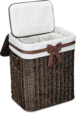 Relaxdays 2er Set stapelbare Wäschetruhe mit herausnehmbarem Wäschesack, 67 L, atmungsaktiv, Schokobraun