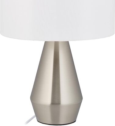 Relaxdays Tischlampe Touch dimmbar, moderne Nachttischlampe, HxD: 40 x 29 cm, E27, Tischleuchte mit Schirm, (Silber/Weiß)