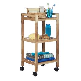 Relaxdays Badregal mit Rollen Holz