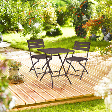 Relaxdays Balkonmöbel Set 3-teilig in Holzoptik