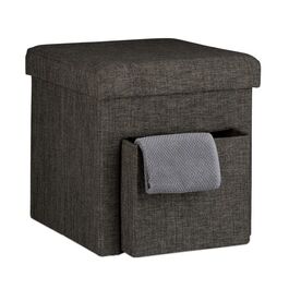 Relaxdays Faltbarer Sitzhocker Leinen mit Fach