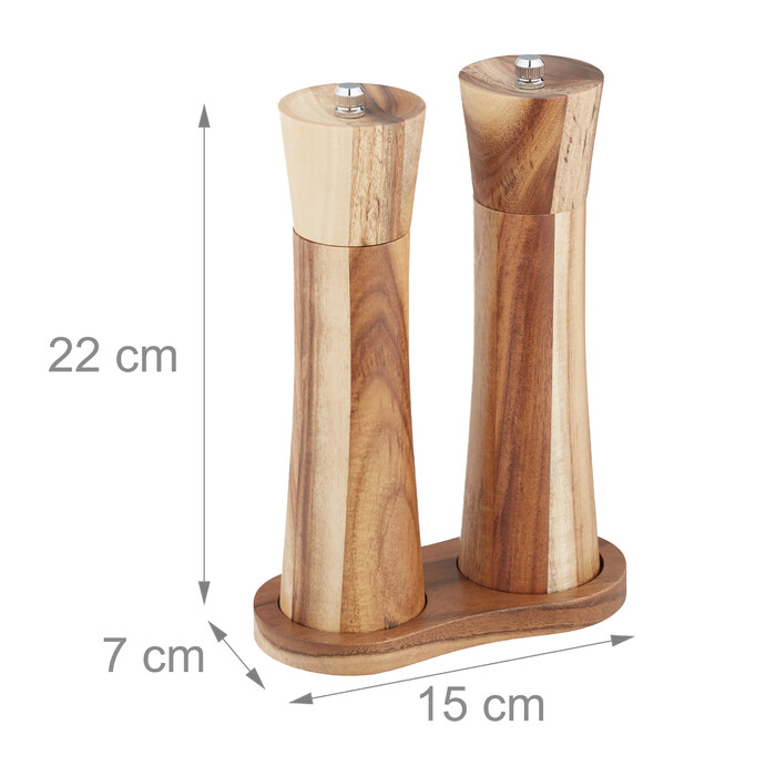 Relaxdays Salz und Pfeffermühle Set Akazienholz