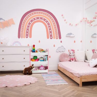 Relaxdays Kinderregal, 60x42,5x30 cm, 5 Fächer, MDF, weiß/rosa, Aufbewahrungsregal Kinderzimmer