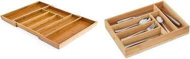 Relaxdays Besteckkasten Bambus, ausziehbarer Besteckeinsatz als Küchenorganizer, Schubladeneinsatz 33,5x29-48x5 cm, natur (Bundle mit Besteckkasten,5 x 25,5 x 35,5 cm)