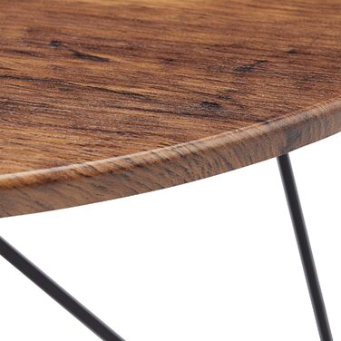 Relaxdays Beistelltisch 2er-Set, runde Satztische mit Metallgestell, Ablagetische, Tischplatte 40 u. 48 cm, MDF,  Standard (Braun)