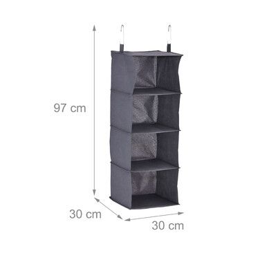 Relaxdays Hängeregal Kleiderschrank 4 Fächer