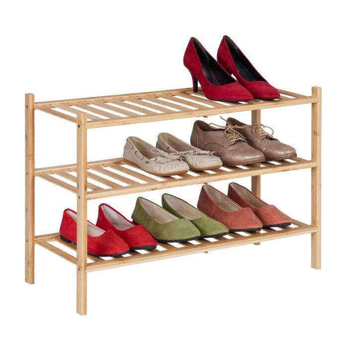 Relaxdays Bambus Schuhregal 3 Etagen stapelbar