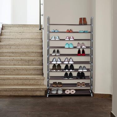 Relaxdays Schuhregal Stoff, HBT: 175,5x100x29 cm, für 50 Paar Schuhe, 10 Etagen, Stecksystem, XXL Schuhgestell, (Weiß)
