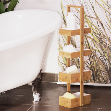 Relaxdays Bambus Badregal mit 4 Ablagen