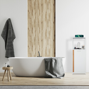 Relaxdays Badregal mit Wäschekorb