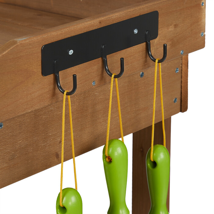 Relaxdays Brauner Pflanztisch mit Rollen