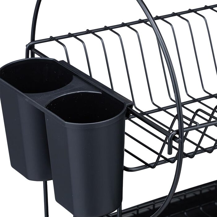 Relaxdays Abtropfgestell, 2 Ebenen, 33,5x51x23,5cm, Geschirrtrockner, schwarz, 80% Eisen