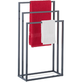 Relaxdays Handtuchständer, 3 Stangen, Stahl, 83x46x21 cm, freistehender Duschtuchhalter, anthrazit