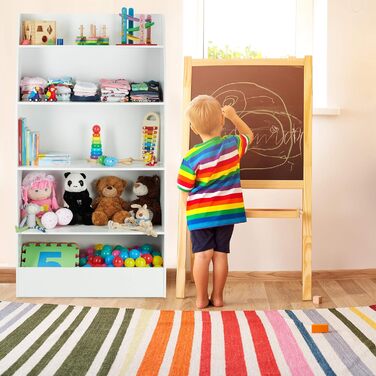 Relaxdays Bücherregal Kinder, 5 Fächern, Flur, Wohn-& Kinderzimmer, Standregal, 152 x 80 x 40 cm, weiß, 1 Stück
