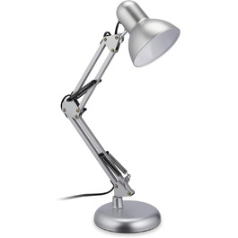 Relaxdays Retro Schreibtischlampe, verstellbar, E27, schwenkbar, Metall, silber, 54x15x25 cm