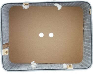 Wäschekorb Bambus, mit Deckel, XL, 83 L, faltbar, 65,5x43,5x33,5 cm, blau (Grau, Creme, 2)