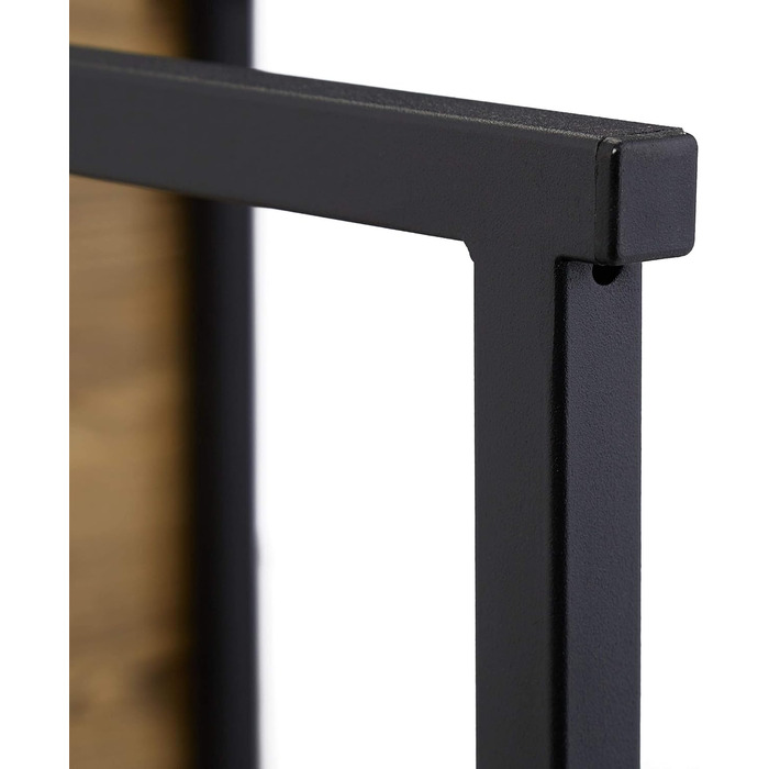 Relaxdays, stapelbar, Satztisch 2 Größen, quadratisch, Metall, Holzoptik/schwarz, Eisen, Beistelltisch 2er-Set im Industrie-Design
