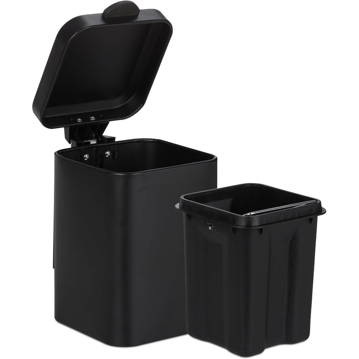 Relaxdays Wand-Kosmetikeimer, 6L, Absenkautomatik, Metall, schwarz
