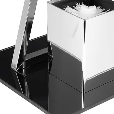 Relaxdays WC Garnitur GLASS H x B x T: 77 x 25 x 25 cm Toilettenpapierhalter aus Glas und Metall in Edelstahl-Optik mit Klobürste als Klopapierhalter freistehend WC Bürstengarnitur, silber-schwarz