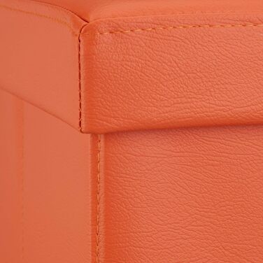 Relaxdays Faltbare Sitzbank 76cm, 2-Sitzer mit Stauraum, Kunstleder, 300kg belastbar, Orange