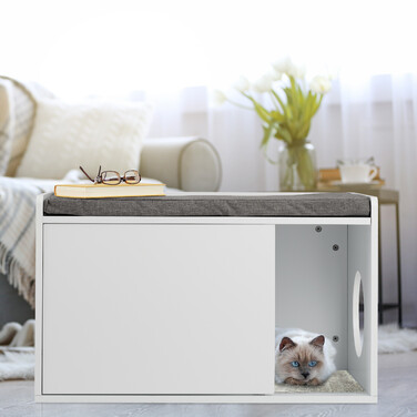 Relaxdays Katzenschrank mit Sitzauflage