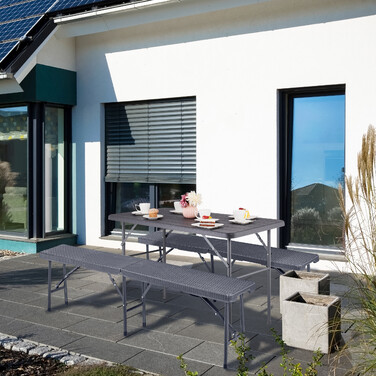 Relaxdays Eckiger Gartentisch in Holzoptik