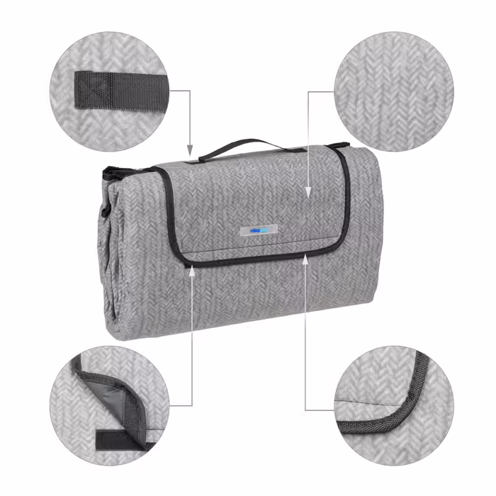 Relaxdays Graue Picknickdecke Fleece