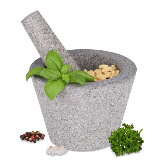 Relaxdays Mörser mit Stößel aus Granit