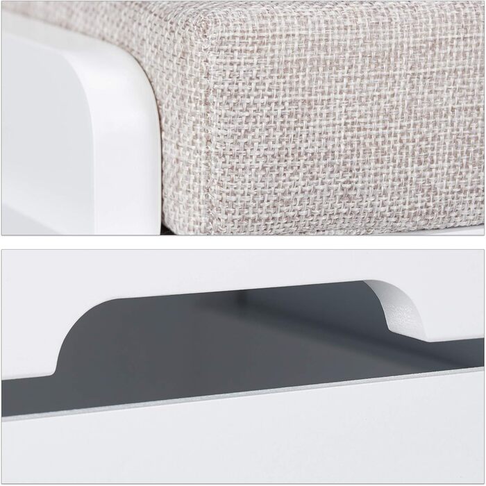 Relaxdays Sitzbank mit Stauraum, 3 Körbe & Sitzkissen, Landhausstil, 44x105x35 cm, weiß