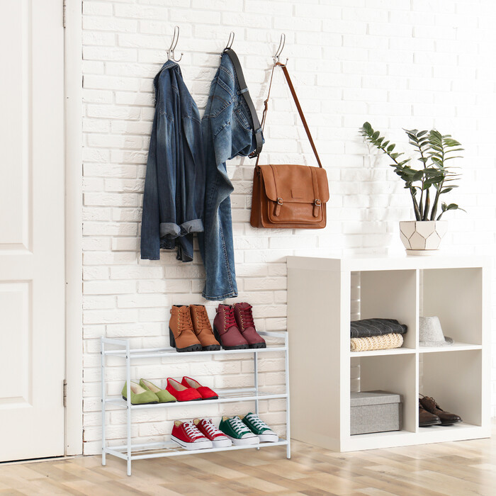 Relaxdays Metall Schuhregal mit 3 Ablagen