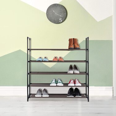 Relaxdays XL Schuhregal Stecksystem, 5 Ebenen, für 20 Paar Schuhe, Stoff Schuhständer, HxBxT: 90,5 x 87,5 x 30 cm, (Braun)