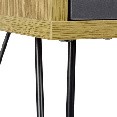 Relaxdays Retro Nachtschrank, Schublade, Holzoptik, Metallbeine, Vintage, 60x40x35 cm, braun