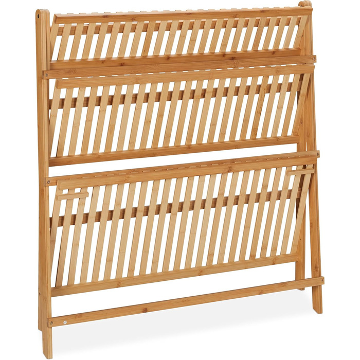 Relaxdays Blumenregal Bambus, 3 Ebenen, 96x99,5x37 cm, klappbare Blumentreppe, Natur