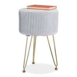Relaxdays Samt Hocker mit Metallbeinen