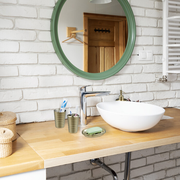 Relaxdays Goldenes Badezimmer Set 4-tlg. matt
